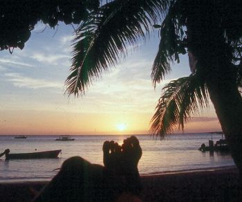 Kicking back at sunset in Kadavu under a canopy of tropic... by Beverly Speed 