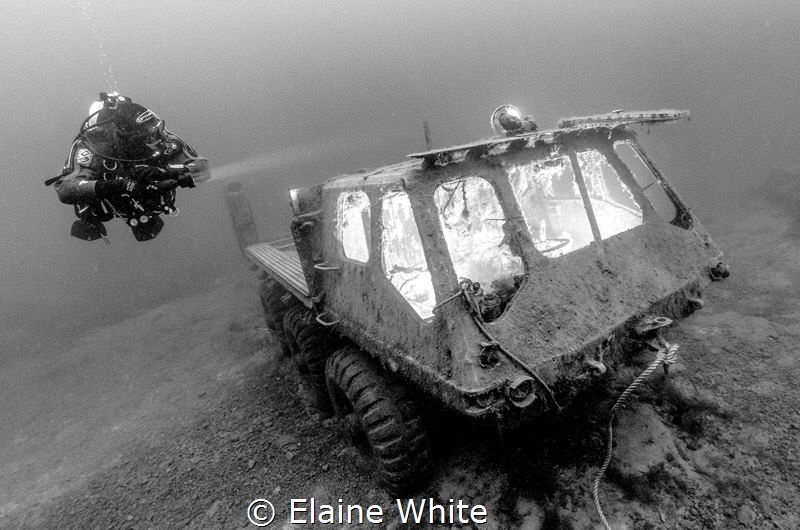 Stalwart Amphibious Vehicle, interior cab lit with extern... by Elaine White 