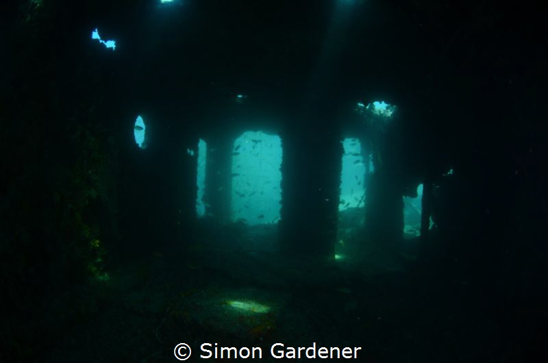 Taken inside of the bridge of the MO wreck 
Nikon D7000 by Simon Gardener 