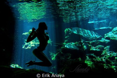 Underwater silhouetten. Cenote Mexico. by Erik Anaya 