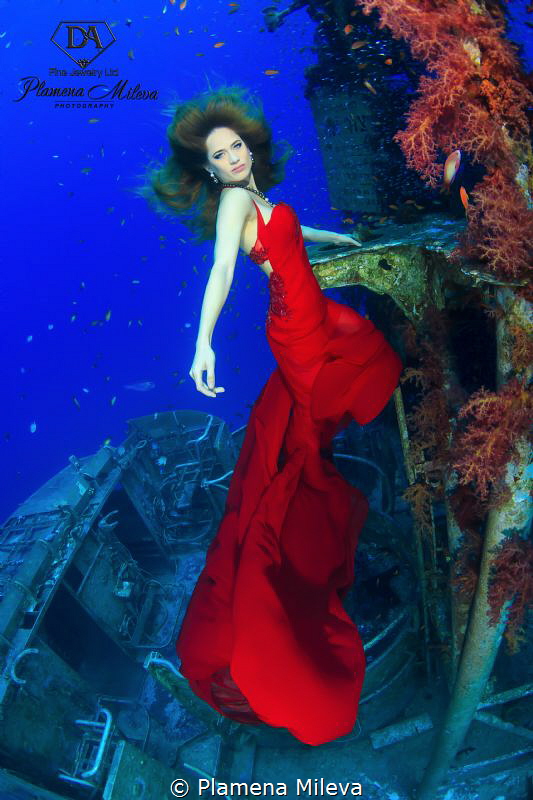 The Red Sea goddess woman by Plamena Mileva 