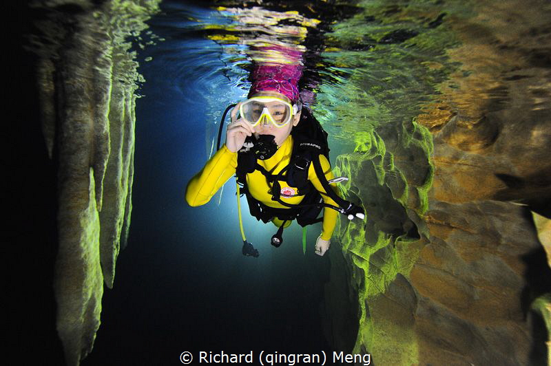 Cave diving challenge by a female diver in Guangxi, China by Richard (qingran) Meng 