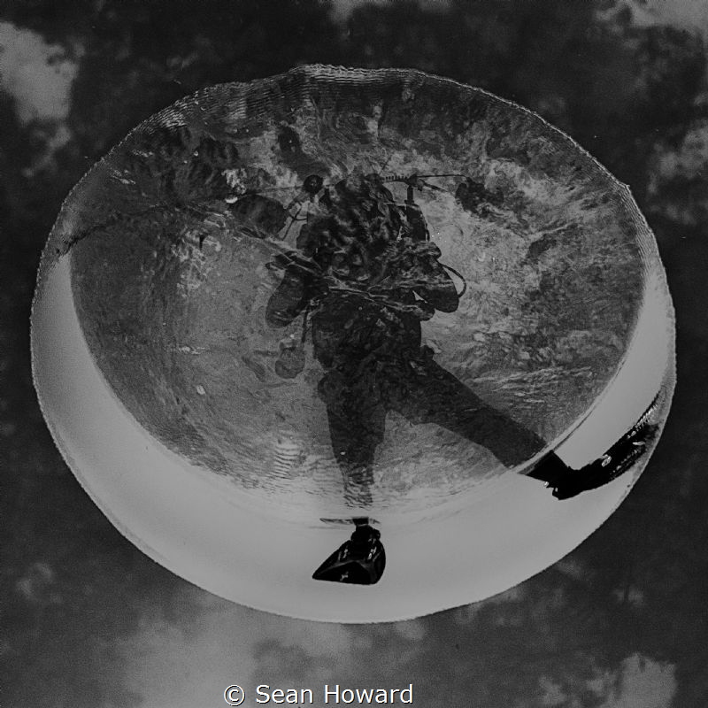 The photographer's (my own) reflection in an air bubble r... by Sean Howard 