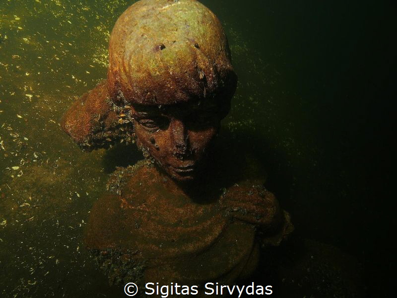 The virgin of the deeps. Statue in the lake Plateliai. by Sigitas Sirvydas 
