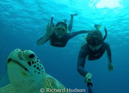 Selfie with Green Turtle by Richard Hudson 