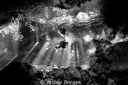 coming back from a great dive at the Taj Mahal Cenotes ne... by Arthur Borges 