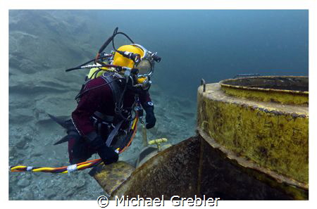 Police diver on an overhead environment exercise. Canon 6... by Michael Grebler 
