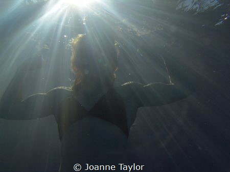 Strong Canadian Woman posing underwater in Southern Ontar... by Joanne Taylor 