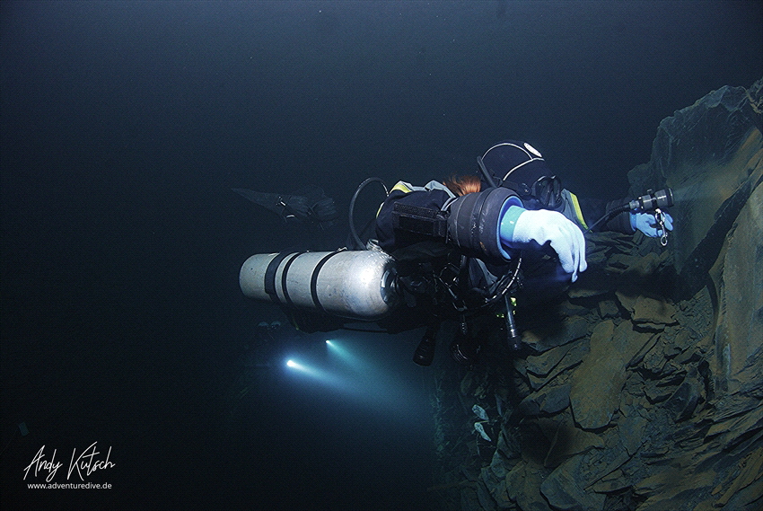 Sidemount Diver in Nuttlar Mine Diving by Andy Kutsch 