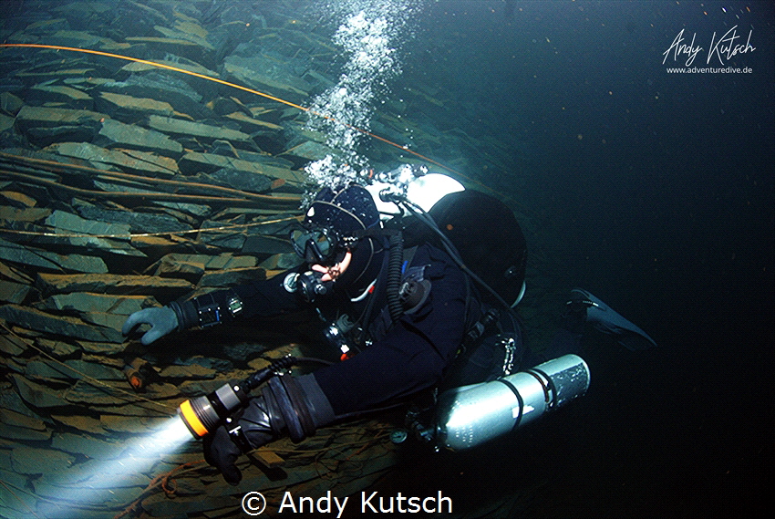 Diver in Mine Nuttlar/Germany by Andy Kutsch 