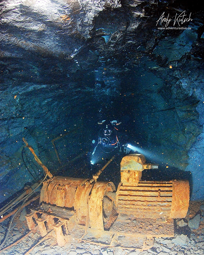 Diver in the Slate Mine in Nuttlar / Germany by Andy Kutsch 