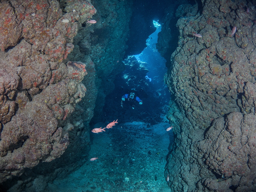 Cavern at the Fury Shoals in Egypte. Playing with light. ... by Brenda De Vries 