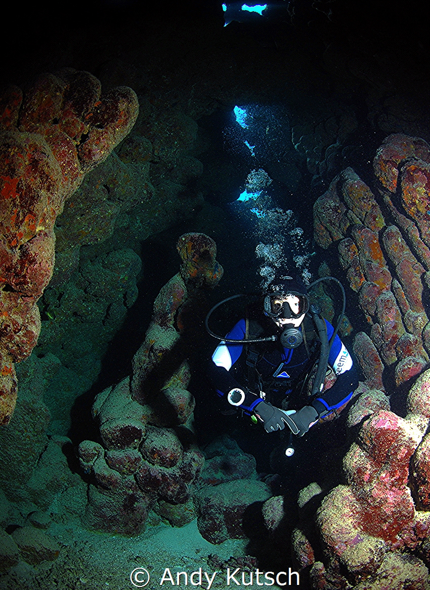 diver in a cave by Andy Kutsch 
