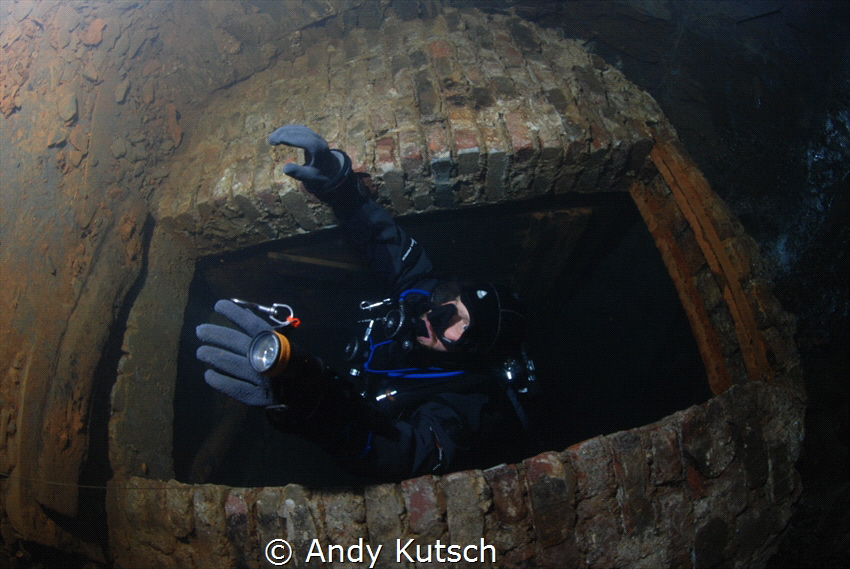 Diver in the Slatemine Nuttlar in Germany by Andy Kutsch 
