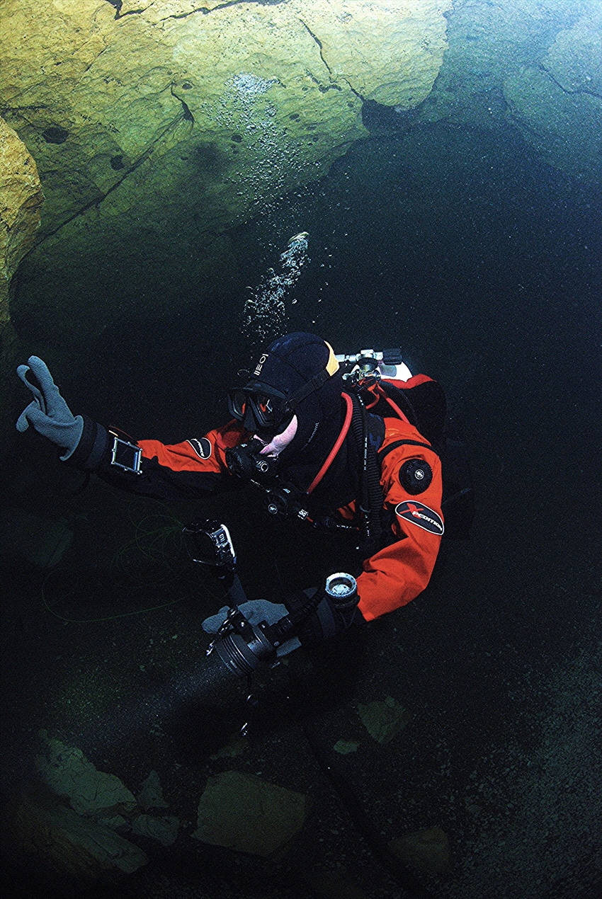 Diver in the LOT Cave Diving in France by Andy Kutsch 