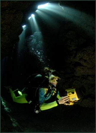 a deep dark cave dive just for the chicken man by Fiona Ayerst 