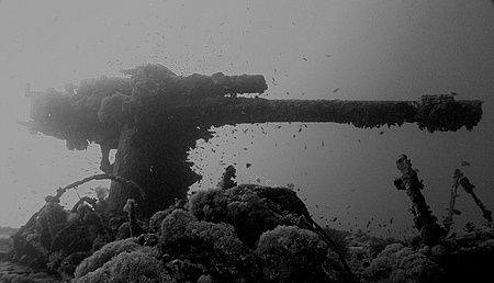 4.7 inch anti air-craft gun on the Thistlegorm taken with... by Nikki Van Veelen 