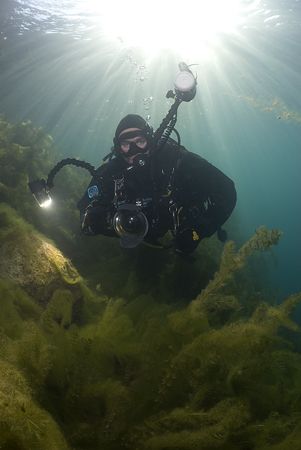 Mark in the shallows at Capernwray
yesterday. D200, 16mm. by Derek Haslam 