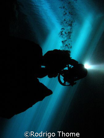 Cave Diver in Poço Azul - chapada Diamantina Brazil.
 by Rodrigo Thome 