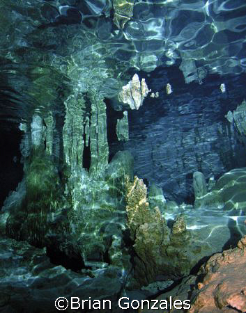 Cenotes Fresh Water Cavern. Strobe used to Create Water R... by Brian Gonzales 