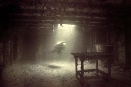 Ghost Diver of the Grove -  shot inside the Spiegel Grove... by Michael Salcito 