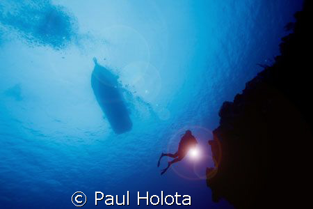 Diver descends. Cozumel. Canon XTi 10-22mm. by Paul Holota 