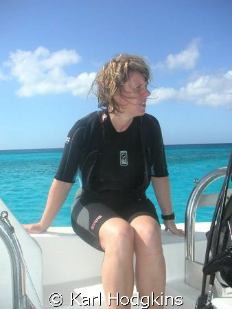 Kim resting after a good dive. Why the intense expression by Karl Hodgkins 