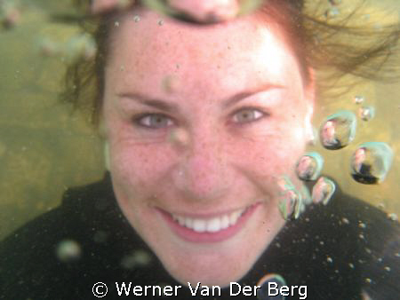 My girlfriend at Miracle Waters, just add water!! by Werner Van Der Berg 