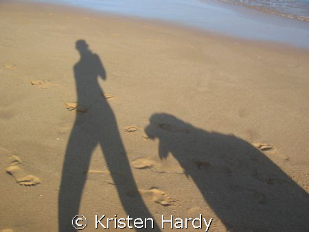 best friends by the sea at sundown. by Kristen Hardy 