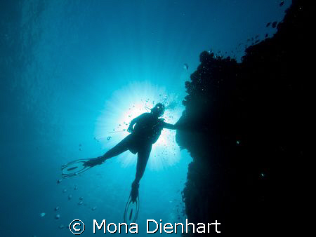 Cath hanging above me at Pescador Island in Moalboal, Cebu by Mona Dienhart 