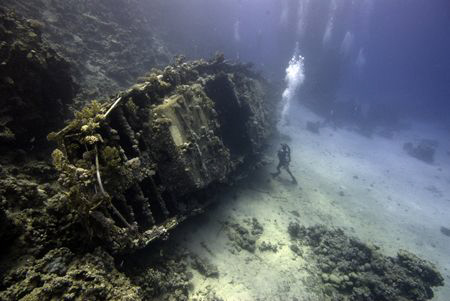 Sailingboat wreck at Abu Galawa Soraya, Red Sea, Egypt. N... by Dray Van Beeck 