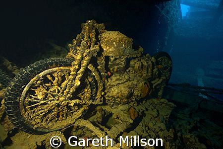 Motorcycle in Hold of the SS Thistlegorm.  Canon 10-22mm ... by Gareth Millson 