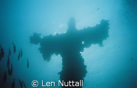 God must be close.  Truk Lagoon.  Mast of the Fujikawa Maru by Len Nuttall 