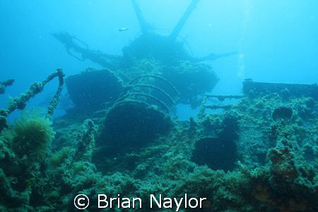 HMAS Swan, looking up at the crows nest by Brian Naylor 