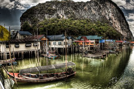 The sea gypsy village of Pan Yee as an HDR photo. by Julian Cohen 