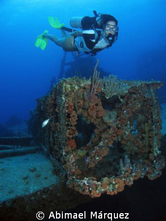 Arlin at Witshoal wreck, St. Thomas. by Abimael Márquez 