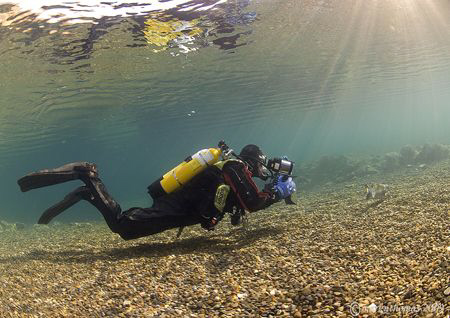 Mr H in action on a cold winter's dive in Capernwray.
10... by Mark Thomas 