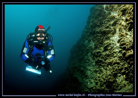 My friend JP in the Cristal Clear waters of our small lak... by Michel Lonfat 