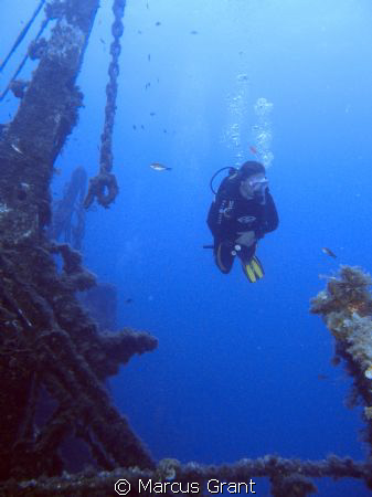 Taekn on one of Favourite wreck,the Um El Faroud on Malta... by Marcus Grant 