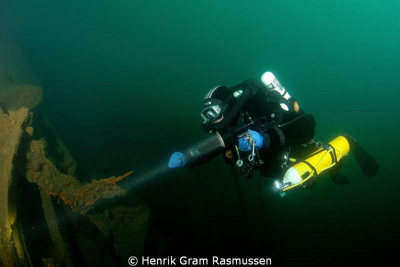 Diver on the WWII wreck UJ-173 Submarinehunter by Henrik Gram Rasmussen 