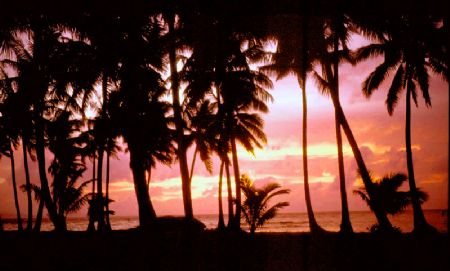 Sunset, Moen Island, Truk Lagoon, Micronesia. Nikon F - 2... by Rick Tegeler 