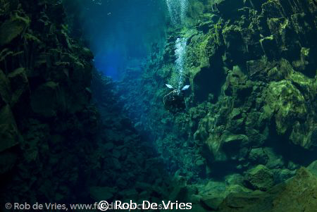 Silfra, Iceland, diving between the North American and Eu... by Rob De Vries 