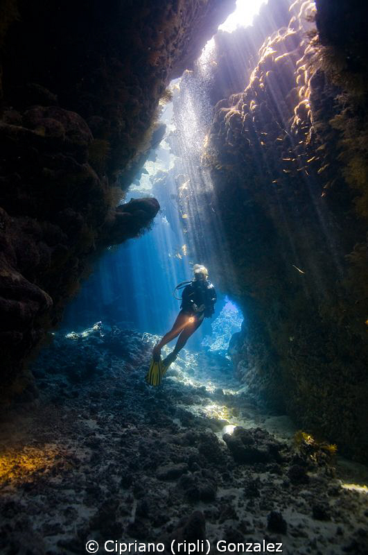 diver at st Johns caves by Cipriano (ripli) Gonzalez 
