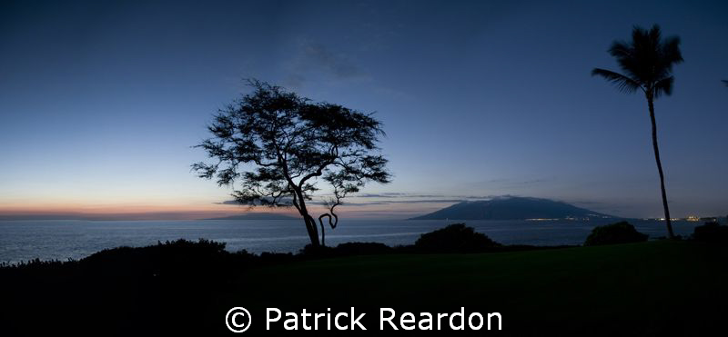 Sunset panorama of Lanai and West Maui as seen from Waile... by Patrick Reardon 