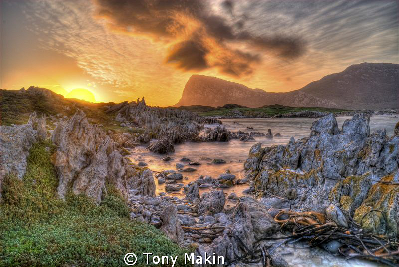 long exposure HDR of the sunset over Cape Hangklip by Tony Makin 