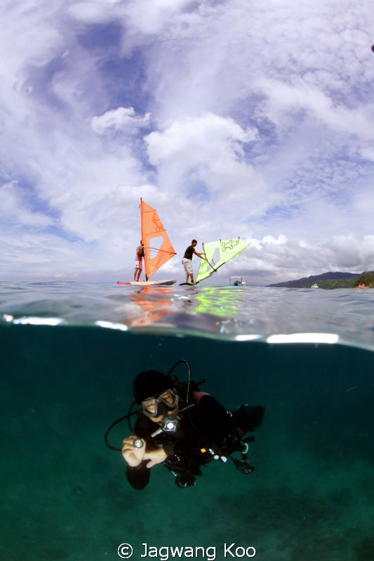 Windsurfing and Diving by Jagwang Koo 