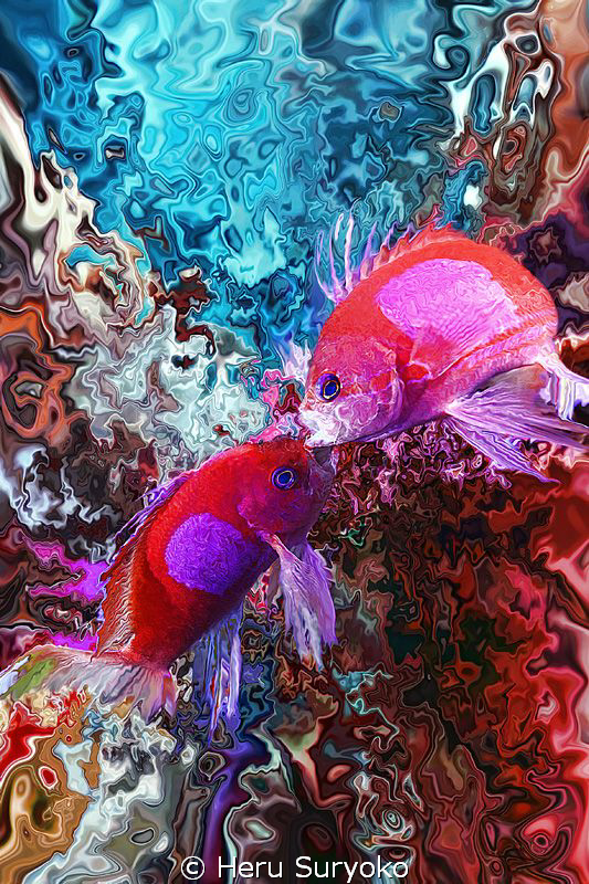 psychedelic fish fight by Heru Suryoko 