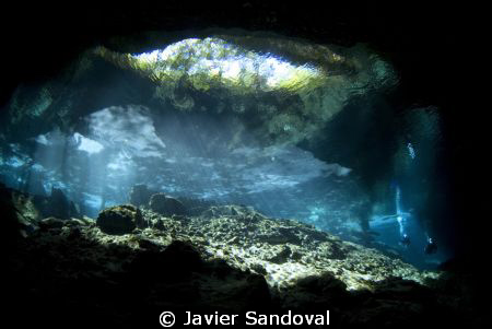Cenote chacmool amazing light entrance by Javier Sandoval 