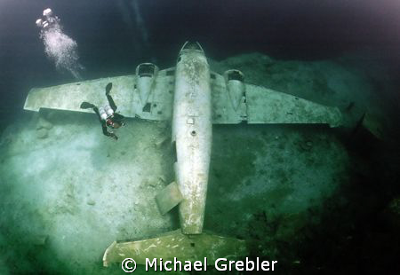 Diver & airplane in Morrison's Quarry. Photo taken direct... by Michael Grebler 