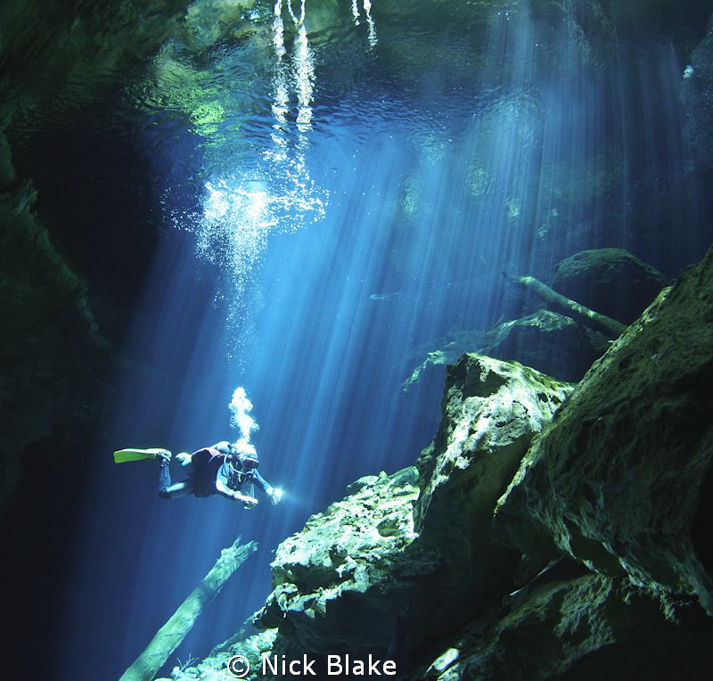 "Light Fantastic", Taj Maha Cenote, Rivera Maya, Mexico by Nick Blake 